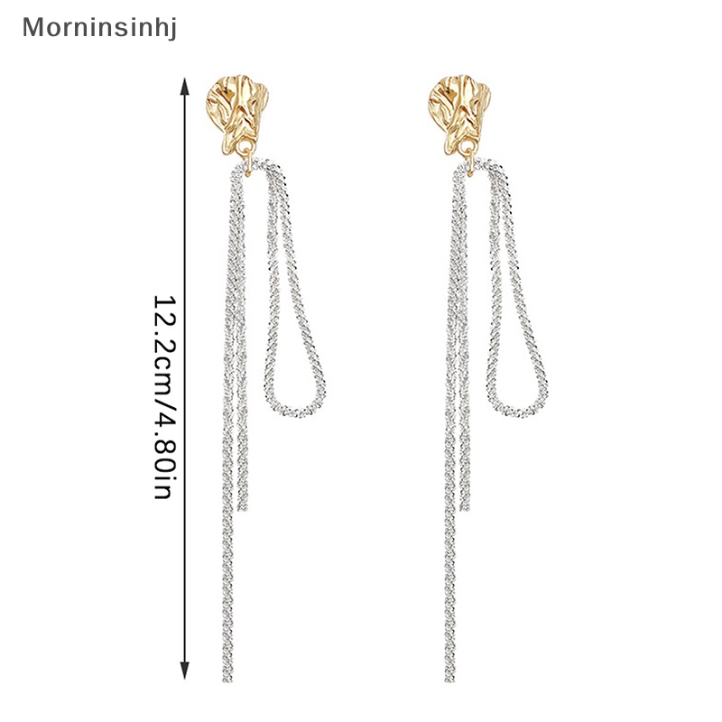 Mornin 1pasang Anting Berlian Imitasi Ringan Vintage Fashion Rumbai Bling Gaya Korea Berlebihan Menjuntai Earring Chain Untuk Wanita Hadiah id