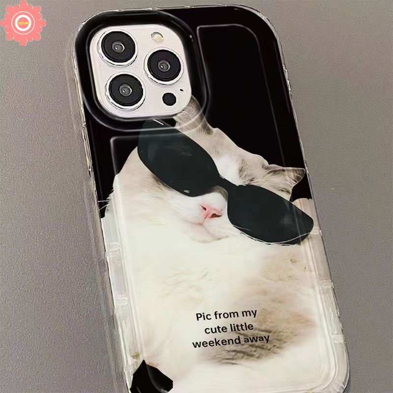 Case Pasangan Untuk Redmi 9A 9C NFC 12C A1 10 A2 10A 9 9T Redmi Note10 11 9 11s 10s 8 10 Pro Max POCO F4 Imut Memakai Sunglasse Hewan Keren Kucing Anjing Airbag Soft Case