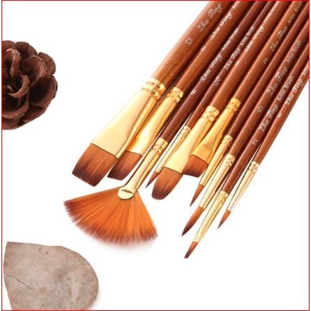 

GRACESU_ART SET BRUSH 10PCS KUAS LUKIS CAT AIR ACRYLIC OIL PAINT BROWN