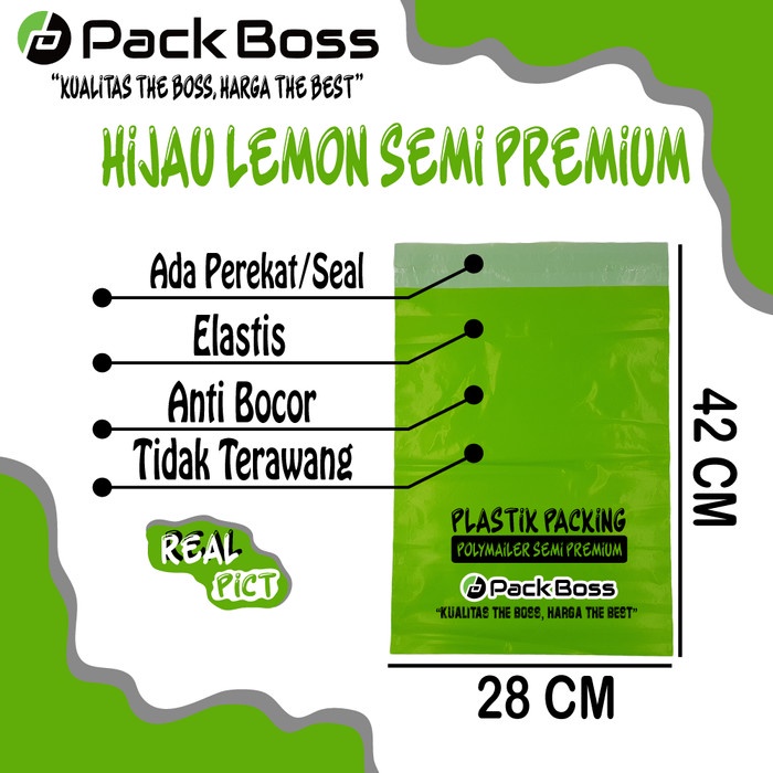 

28x42 HIJAU LEMON SEMI POLYMAILER PACKAGING ONLINE ADA PEREKAT