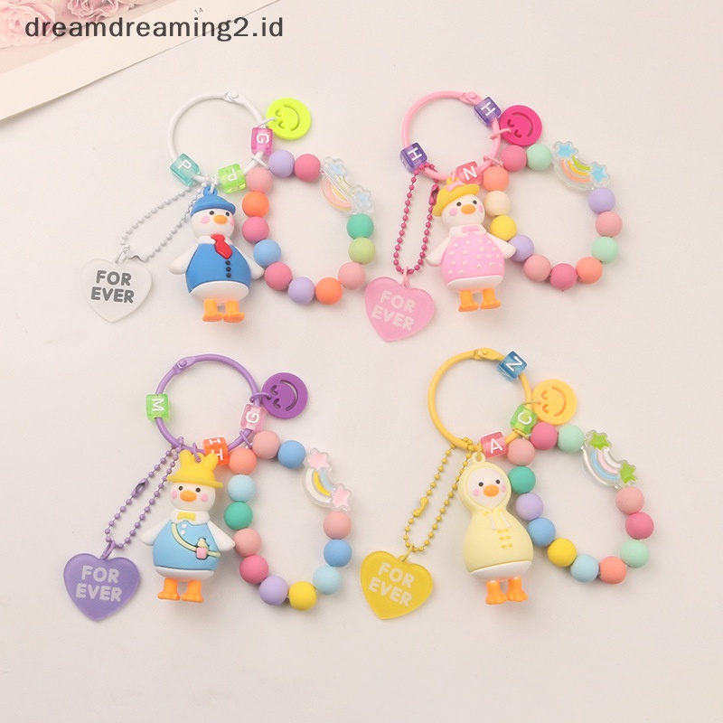 (drea) Bebek Lucu Permen Warna Gantungan Kunci Smile Beads Key Chain Wanita Dompet Ransel Huruf Shell Liontin Untuk Airpods Pro //