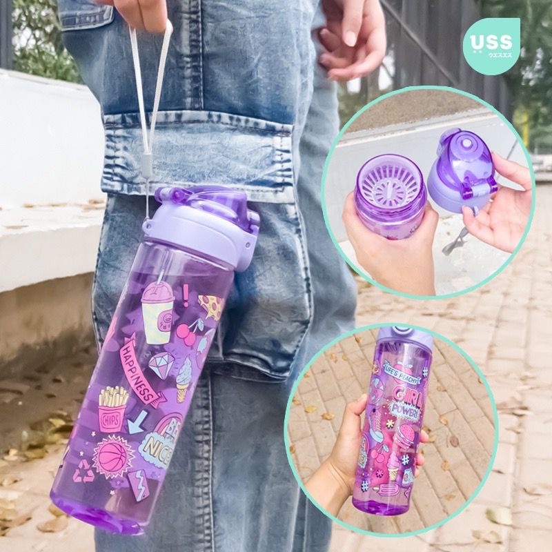 Botol Minum Smiggle Colorful Warna 600ml Motif Lucu Unik Bpa Free / Botol Minum Anak Smiggle Tali