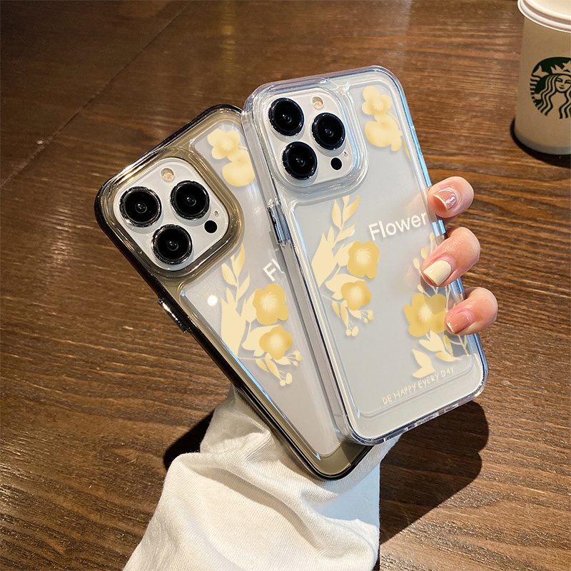 Case Kartun Bunga Untuk IPhone Kompatibel6 7 8 6Plus 7Plus 8Plus 11 14 Pro Max X XS XR 11 12 13 14 Pro Pro Max SE 2020 2022 Plating Electroplated Buttons Shockproof Cover