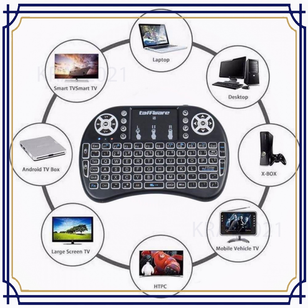 Taffware Air Mouse Wireless Mini Keyboard RGB 2.4GHz Touch Pad - I8