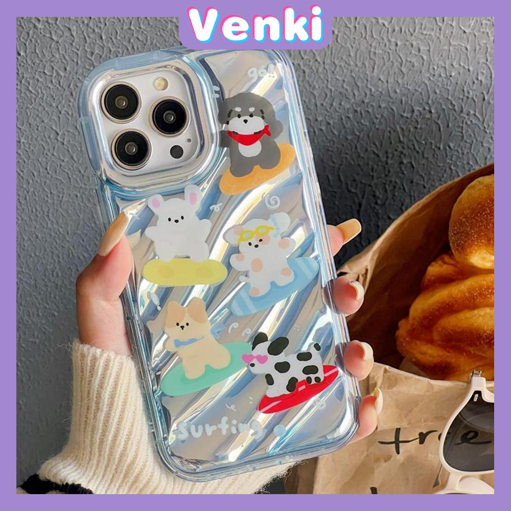 VENKI - Untuk iPhone 11 iPhone Case Laser Reflektif Bening Phone Case TPU Lembut Shockproof Airbag Case Cute Surf Critter Kompatibel dengan iPhone 14 13 Pro max 12 Pro Max XR XS 7 8Plus