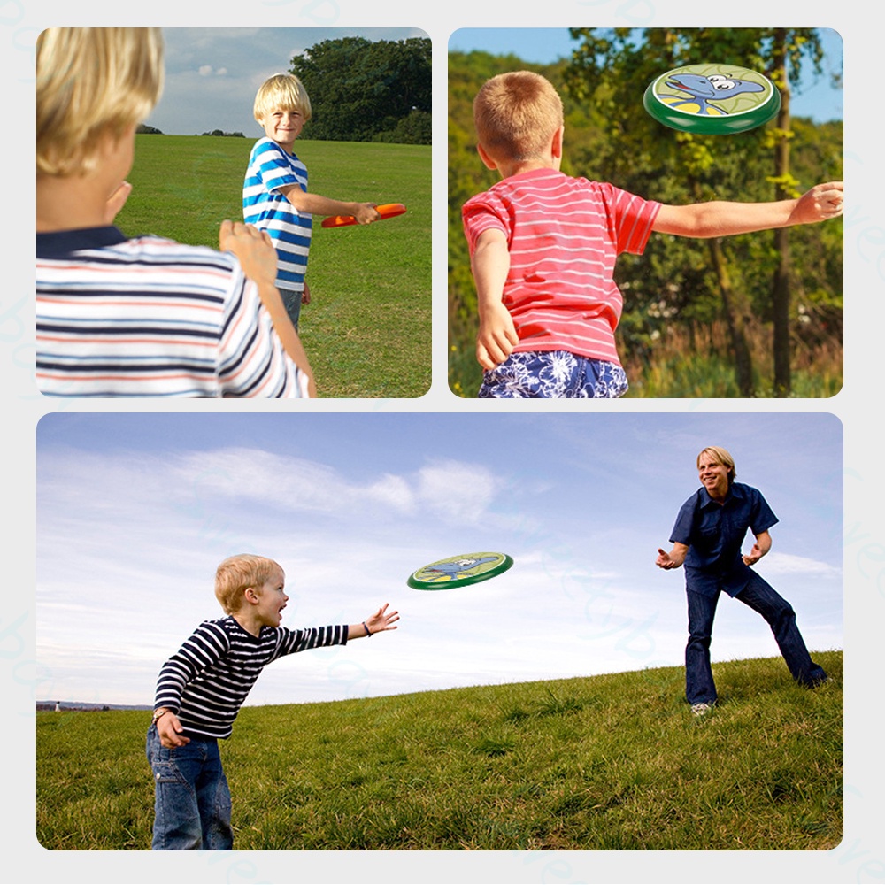 SweetyBayi Frisbee anak Piring terbang mainan motif dino Flying disk lembut Boomerang outdoor