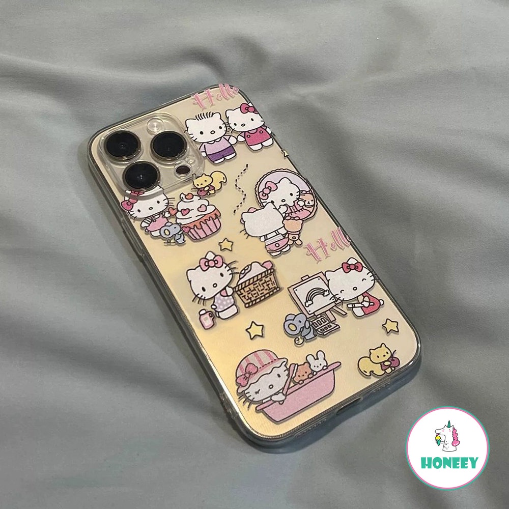 Casing Ponsel Kompatibel Untuk iPhone 14 Pro Max Bening Hello Kitty Back Cover Iphone11 12 13 Pro Max XR XS 8 7plus Soft TPU Casing Pelindung