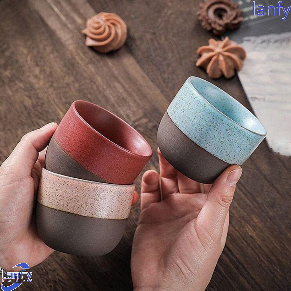 Lanfy Mug 2023retro Cangkir Air Keramik Poles Kusam Warna-Warni