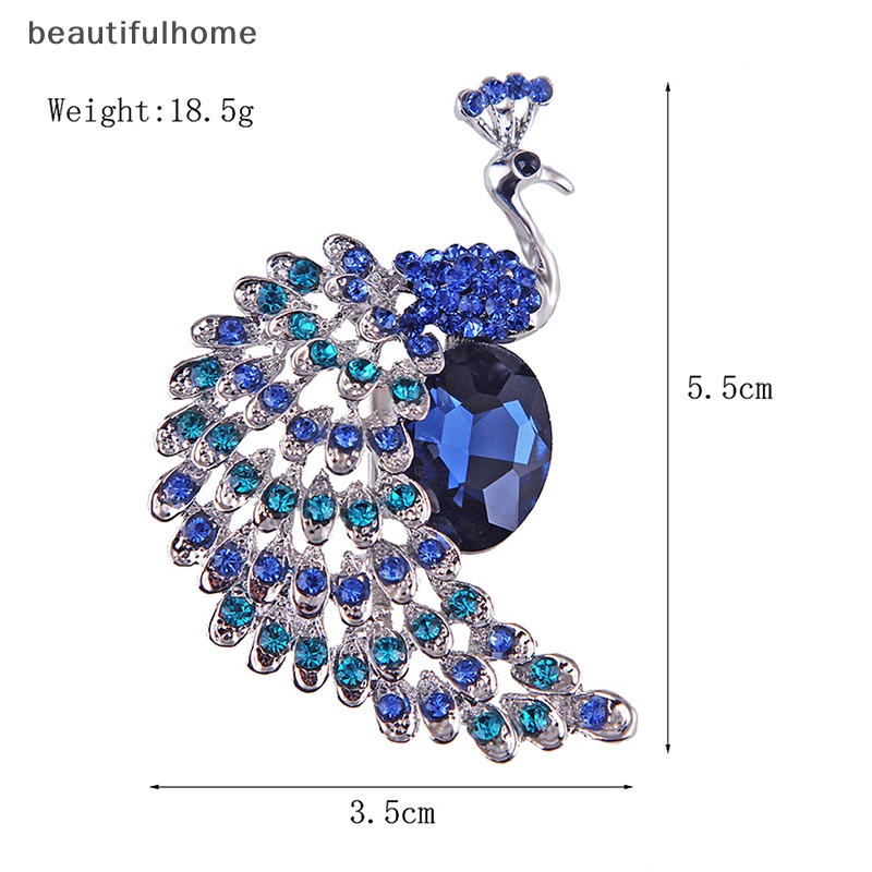 {beautifulhome} Berlian Imitasi Merak Bros Pin Perhiasan Perjamuan Hadiah Natal Aksesoris.