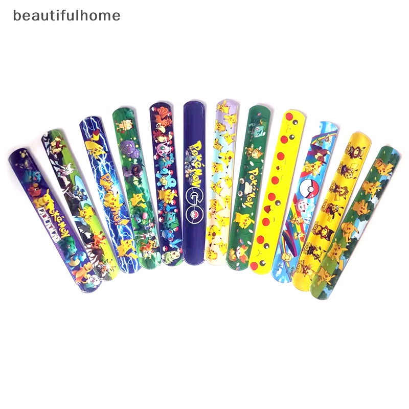 {beautifulhome} Gelang Snap Pokemon Pikachu Figurine Anime Wristband Anak Pocket Slap Band.