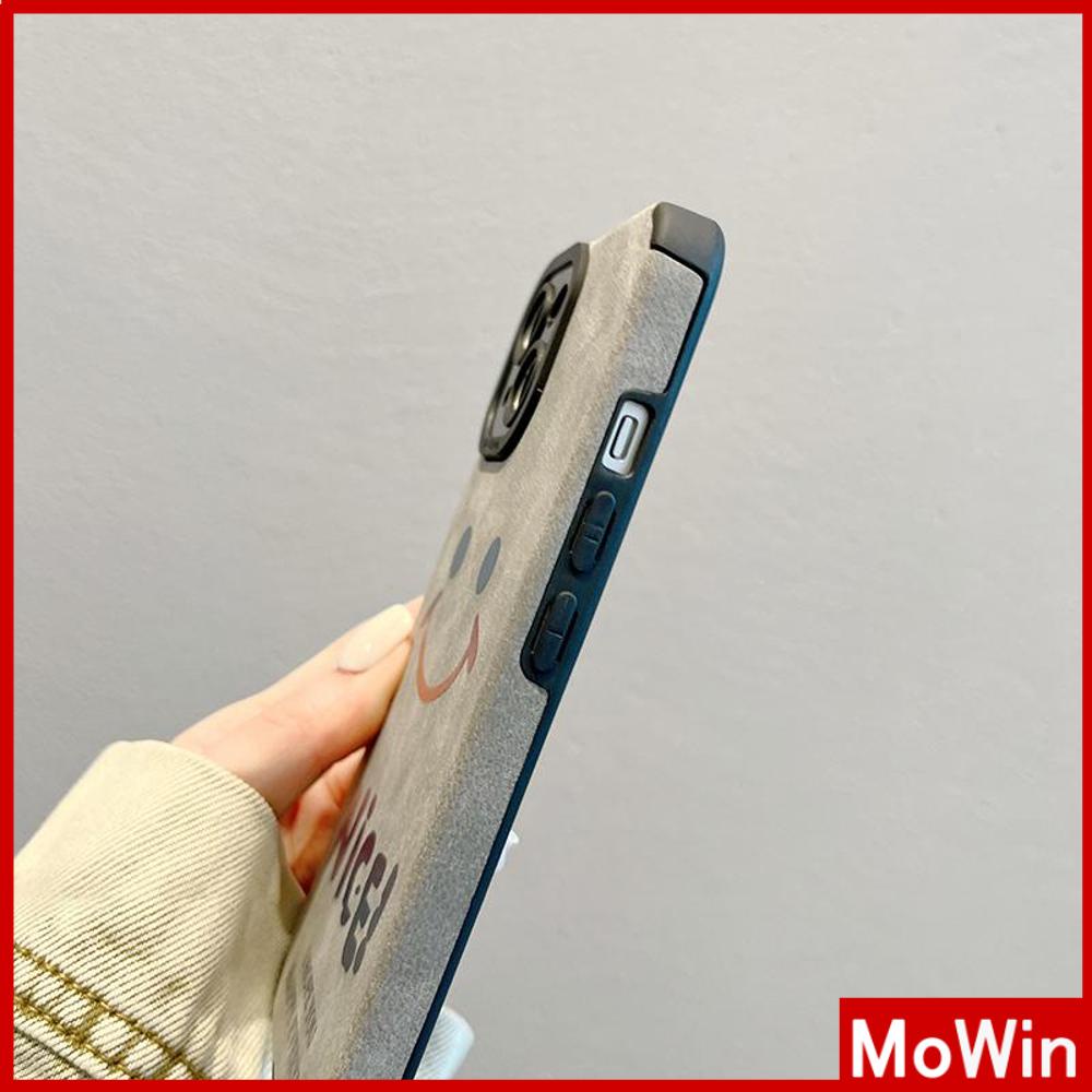 Case iPhone 14 Pro Max iPhone Case Kulit Murid Patch Suede Tahan Guncangan Kamera Sederhana Minimalis Smile Kompatibel dengan iPhone 13 Pro max 12 Pro Max 11 xr xs max 7Plus 8Plus