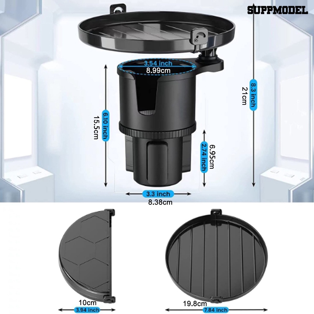 [SM]Car Cup Holder with Snack Tray Foldable Rotasi 360derajat Dapat Dilepas Mudah Dipasang Tempat Makanan Pas SUV RV Semi Truk 2in1 Car Drink Holder Tray Aksesoris Mobil
