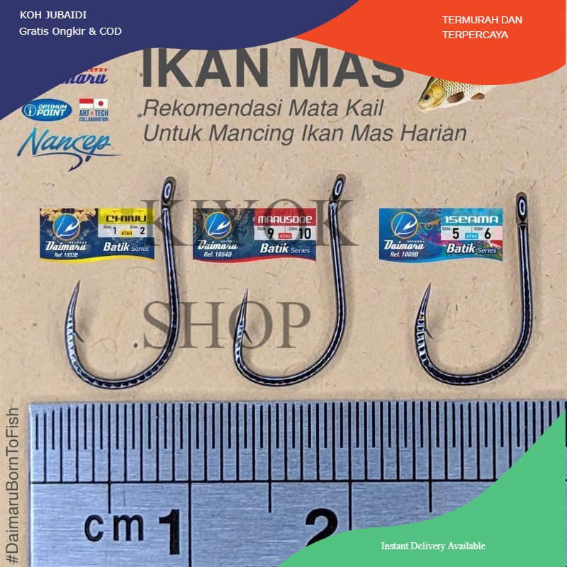 KOH_jubaidi KIYOKSHOP Pancing Mata Kail Daimaru Batik Series Chinu / Marusode Hook Daimaru Nancep Ku