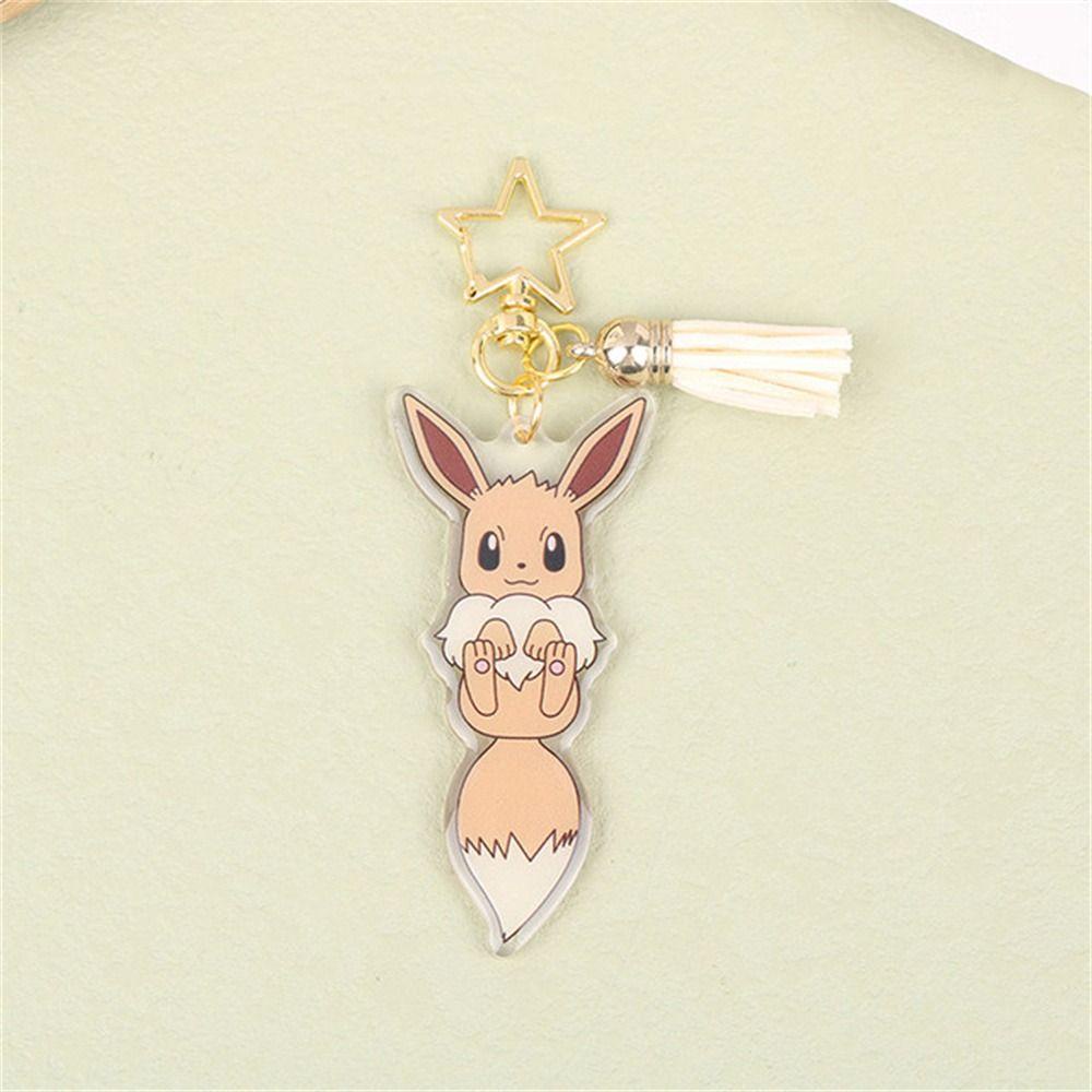 [Elegan] Pikachu Gantungan Kunci Lucu Sylveon Anime Figure Kartun Akrilik Leafeon Keychain Untuk. Gantungan Kunci