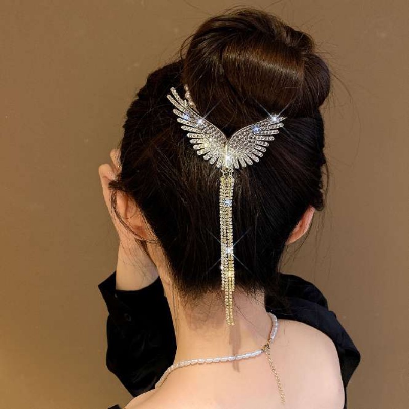 Korea INS Gaya Sederhana Gadis Wanita Aksesoris Rambut Mutiara Kristal Vintage Populer Kupu-Kupu Rumbai Jepit Rambut Hair Clip Headwear Hair Pins Ponytail Holder Elegan