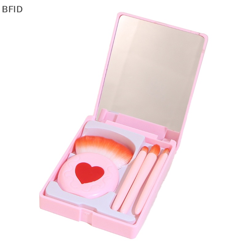 [BFID] 4pcs Set Kuas Makeup Bedak Kosmetik Eye Shadow Foundation Blush Blending Make Up Brush Rambut Lembut Dengan Cermin [ID]