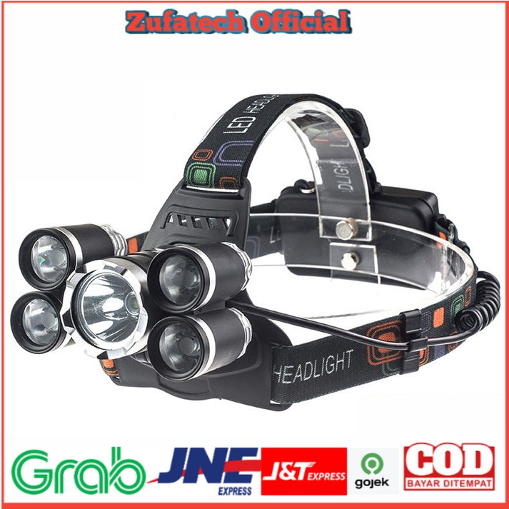 TaffLED Headlamp Cree XM-L 1T6+4XPE 1600 Lumens - LDL5T - Black - OMFL31BK