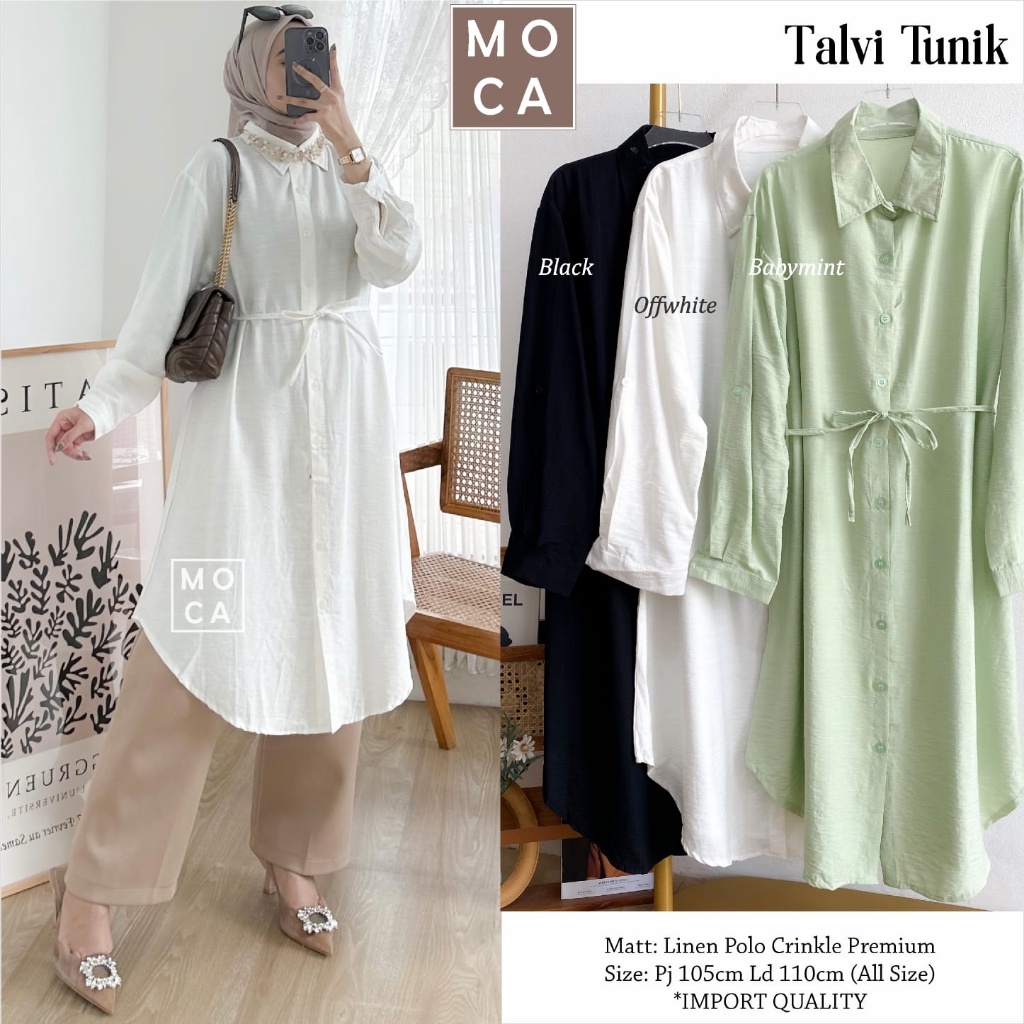 Talvi Tunik ORI MOCA | Ld105 Linen Polo Crinkle Premium