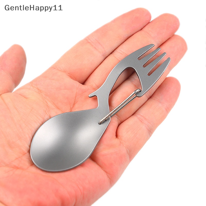 Gentlehappy Outdoor Camping Piknik Stainless Steel Garpu Sendok Peralatan Makan Ultralight Berguna id