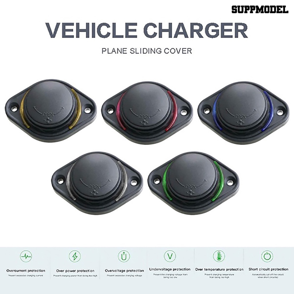 [SM]3.1A 12-24v Tutup Slide Mobil Bis Boat Dual USB Port Charger Stop Kontak Listrik