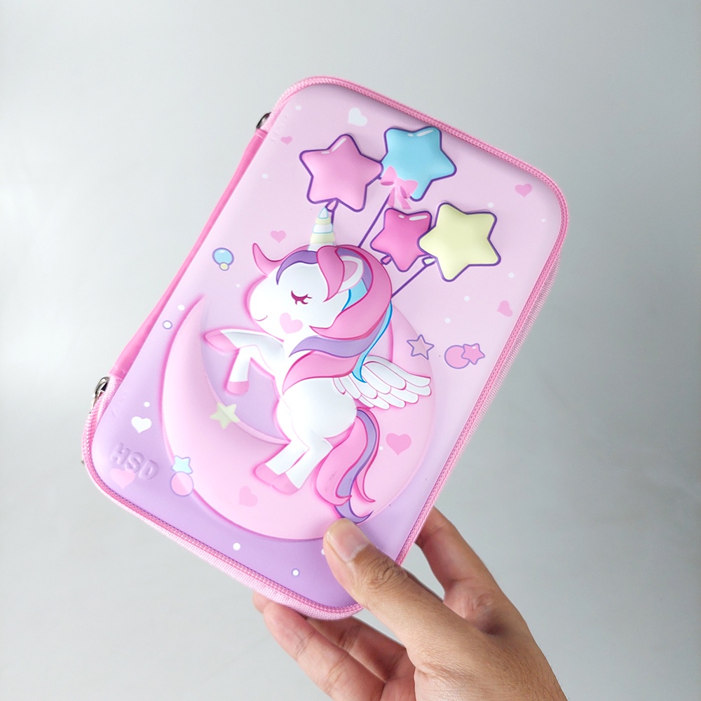 Kotak Tempat Pensil Anak SD Perempuan Lucu Murah aesthetic lucu dan unik Unicorn Pencil Case Pouch Stationery - Purple