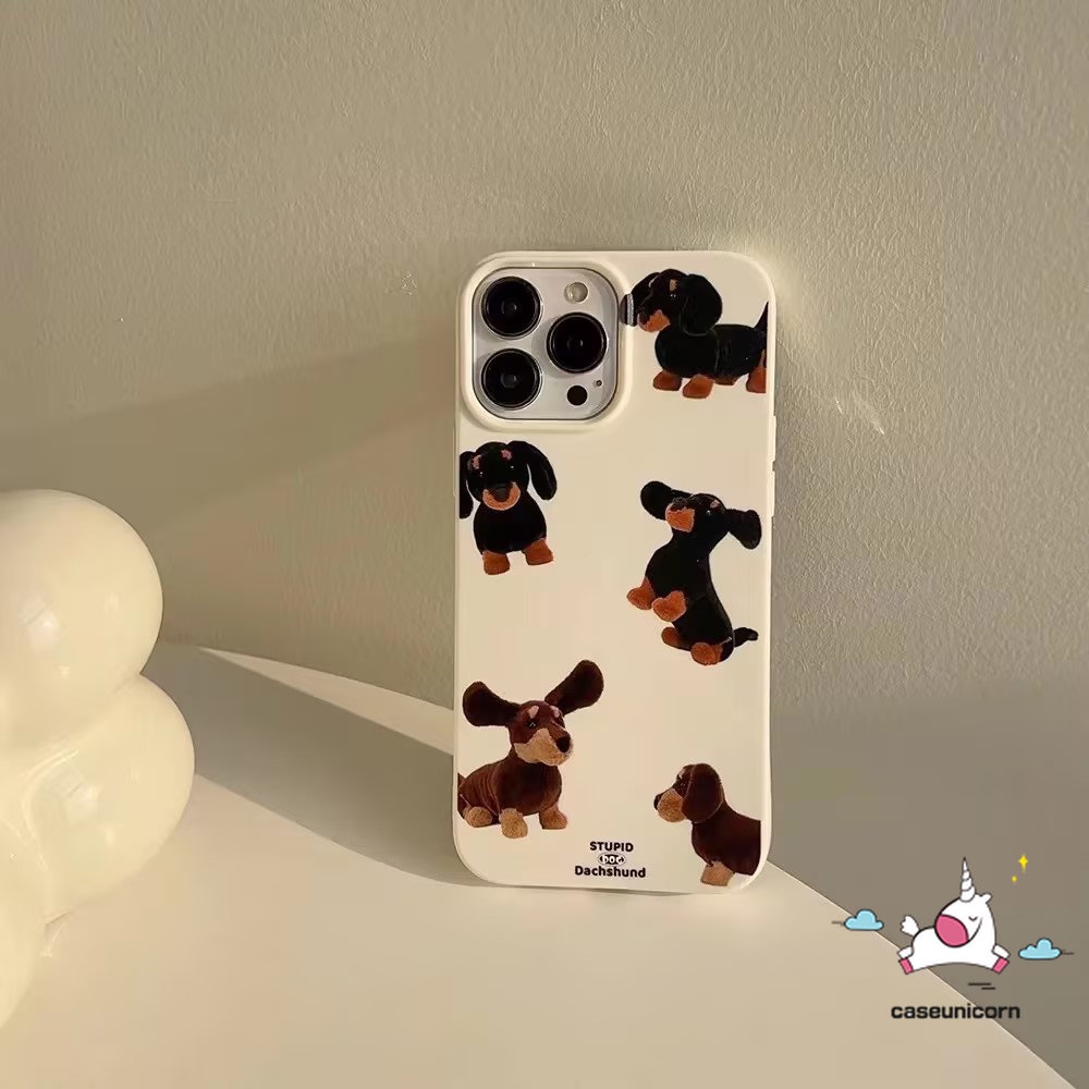 IPHONE Fashion Gaya Korea Kartun Anjing Lucu Doodle Tag Case Kompatibel Untuk Iphone11 13 XR X14 12 Pro Max 7 8 Plus XS Max SE 2020 Glossy Shockproof Kartun Kacamata Hitam Anjing Keren Soft Case