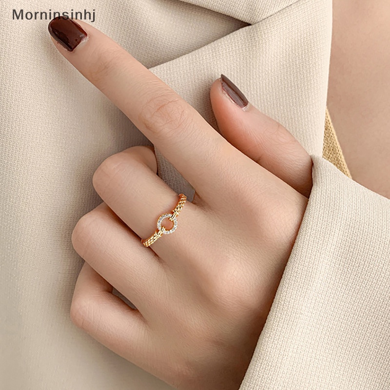 Mornin Shiny Zircon Round Rings Punk Rock Round Opening Adjustable Alloy Jari Cincin Untuk Wanita Fashion Perhiasan Aksesoris Hadiah id