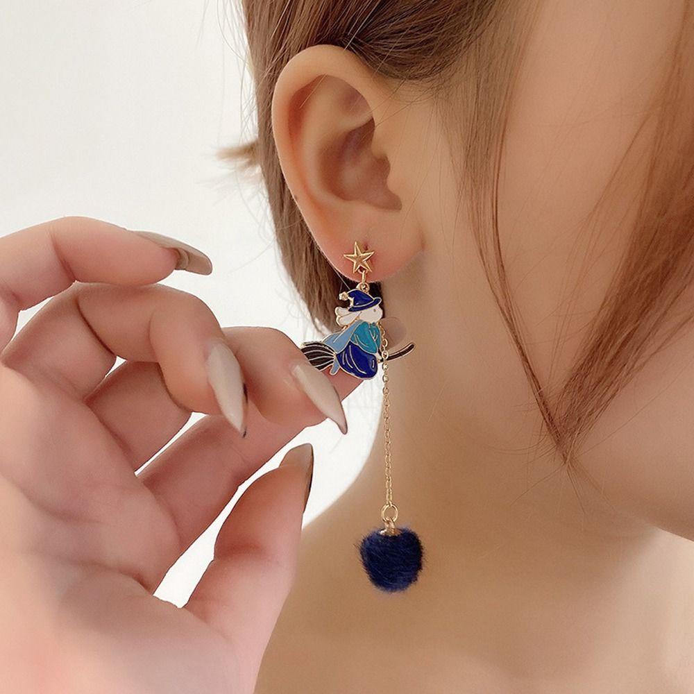 Mxbeauty Anting Drop Wanita Jamur Manis Rumbai Panjang Mutiara Imitasi Beruang Ruang Berlian Imitasi Alloy Gaya Korea Anting Untuk Perhiasan Fashion