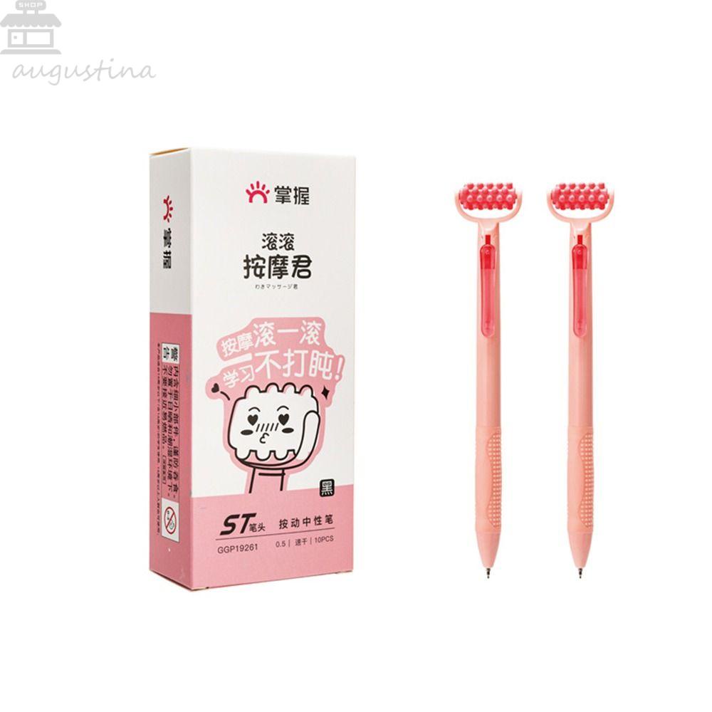 Pena Netral Pijat Agustina Pena Tulisan Lucu Kreatif Tinta Hitam Perlengkapan Kantor Sekolah 0.5mm Pena Gel Netral