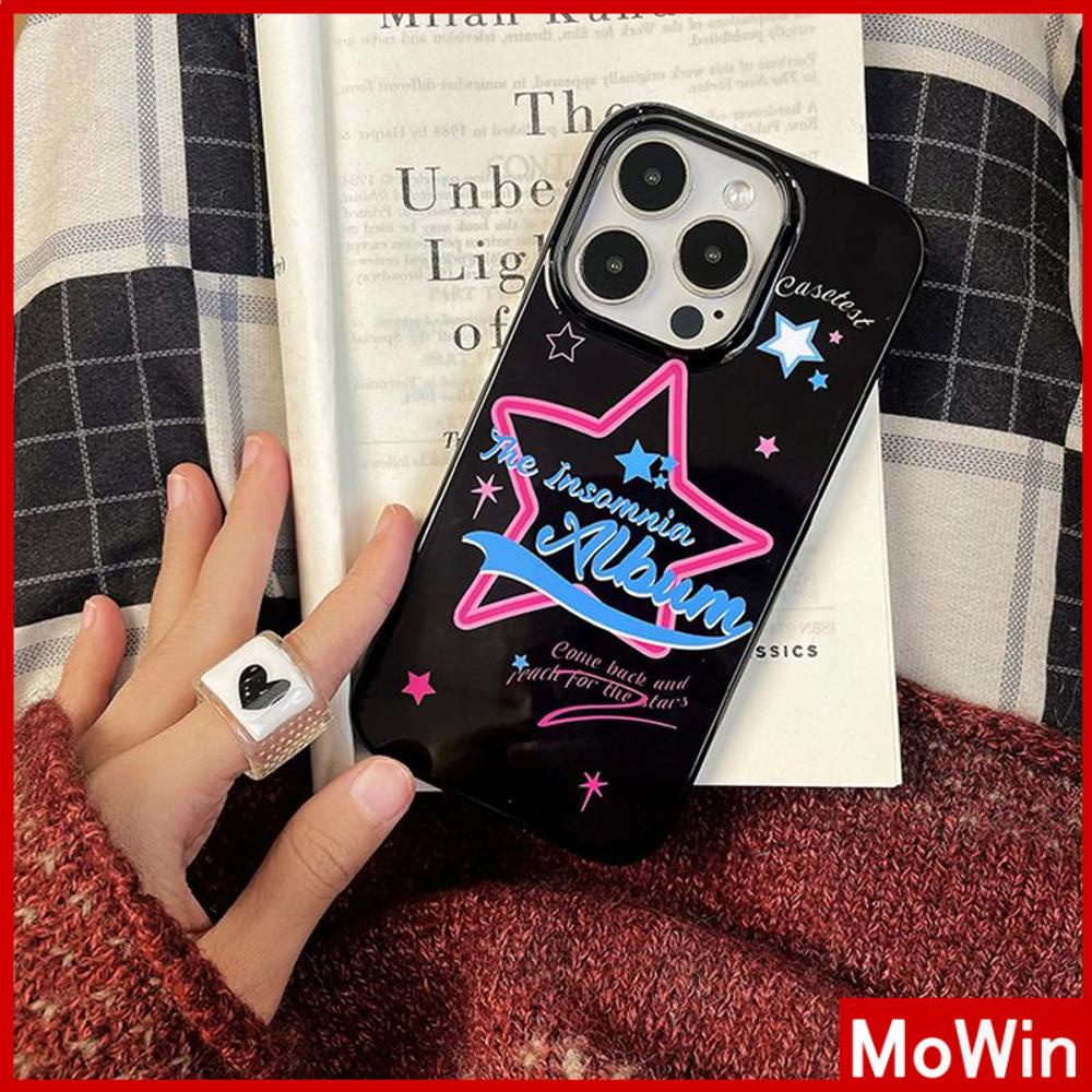 Case iPhone 14 Pro max iPhone Case Hitam Glossy TPU Soft Shell Tahan Guncangan Perlindungan Kamera Bintang Sederhana Kompatibel dengan iPhone 13 Pro max 12 Pro Max 11 xr xs max 7Plus 8Plus