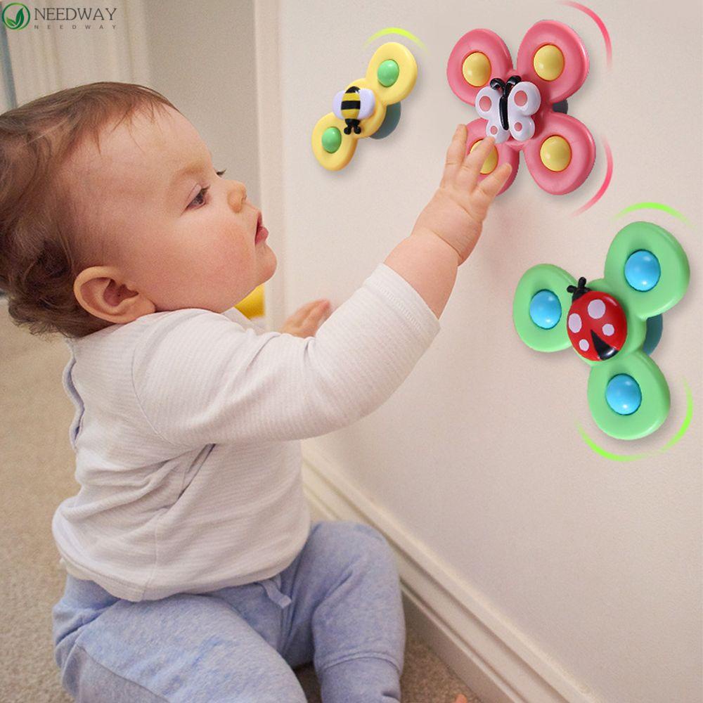 NEEDWAY Mainan Spinner Bayi 3pcs /set Baby Vision Training Ladybug Bee Belajar Dini Dengan Suara Kartun Berputar Mainan