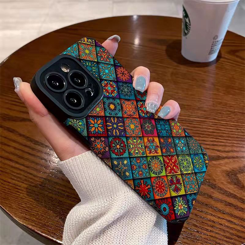 【Lamb Skin】SoftCase for IPhone 6S 7 Plus 8 Plus X XS XR XS Max 11 13 12 14 PRO Max 14 Plus 12 13 MINI Phone Case Vintage colored plaid for girl casing hp iphone 13