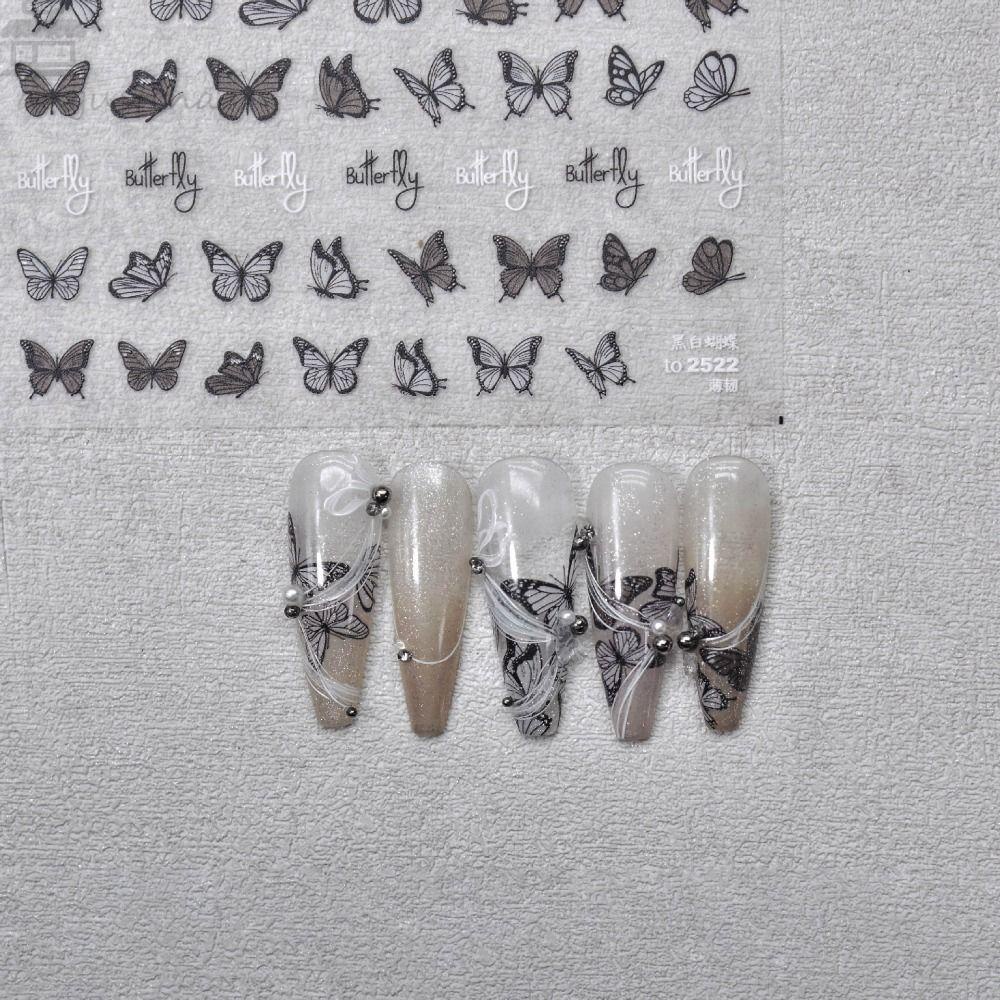 AUGUSTINA Agustina Jantung Stiker Kuku DIY Nail Art Self Adhesive Butterfly Manicure Aksesoris Bentuk Tidak Teratur Nail Art Dekorasi