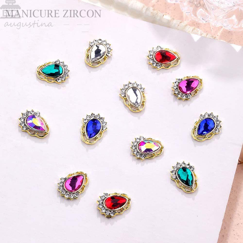 AUGUSTINA Augustina Tetesan Air Kuku Berlian Imitasi Fashion 10 Pcs Mewah Nail Art Dekorasi Nail Art Ornamen Alloy Zirkon Nail Drills