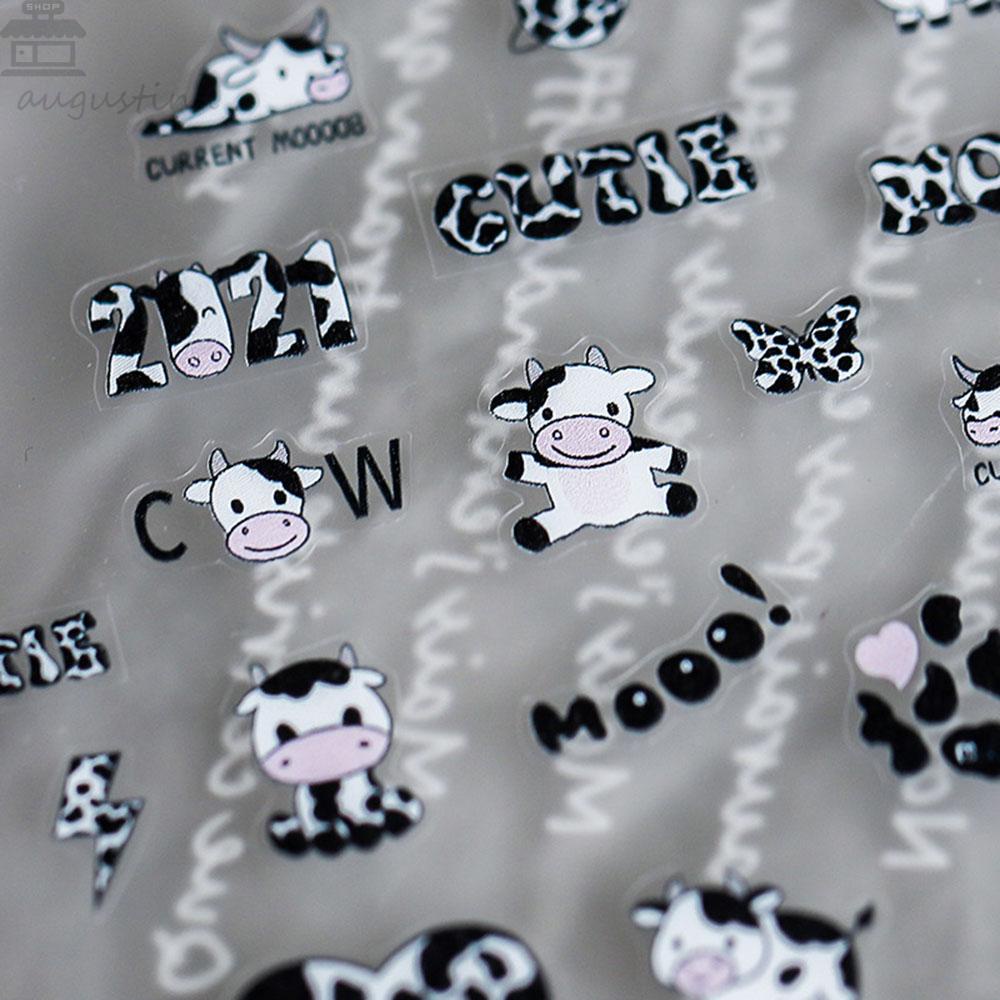 AUGUSTINA Agustina 5D Terukir Stiker Kuku Indah Kupu-Kupu Sapi Silder Decal DIY Nail Art Perhiasan