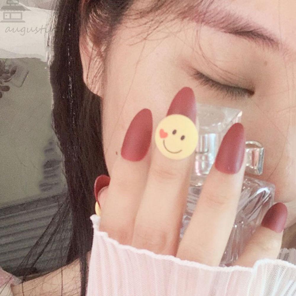 AUGUSTINA Pesona Perhiasan Kuku Wajah Tersenyum Agustina Ekspresi Tiga Dimensi Desain Nail Art DIY