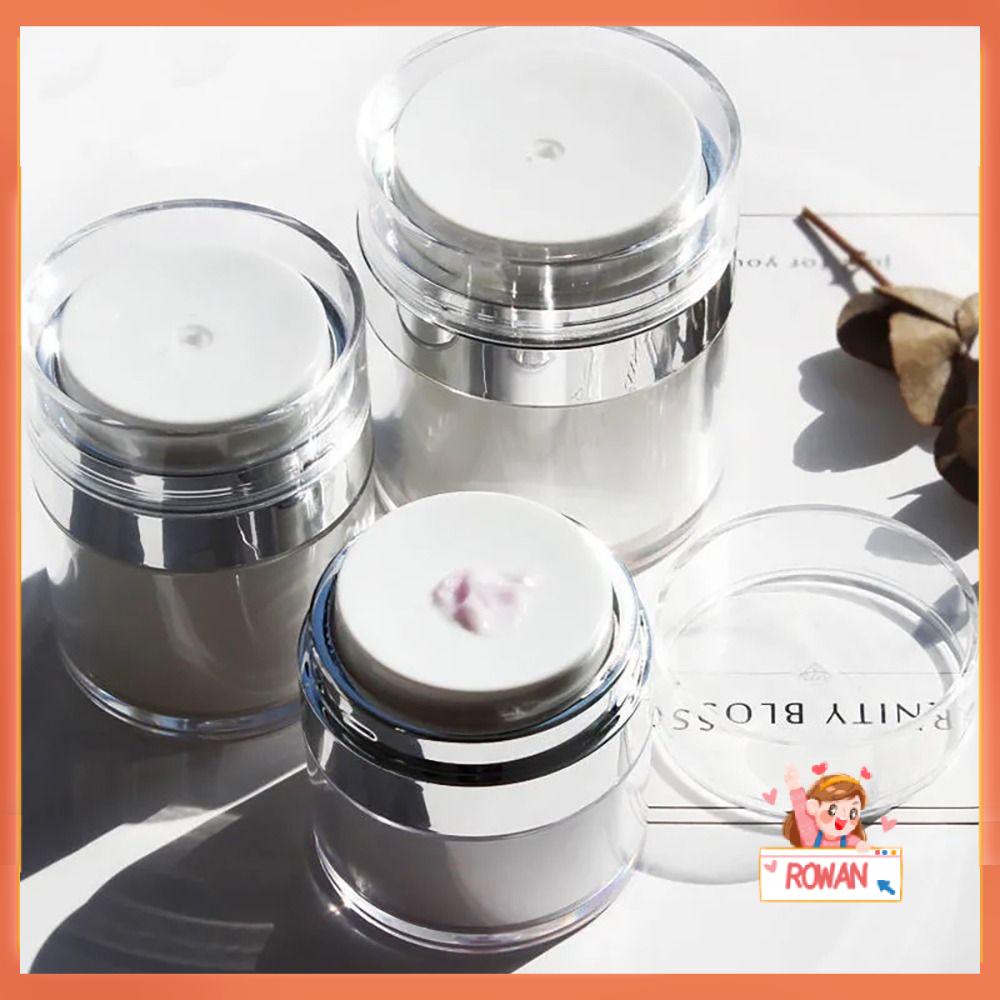 R-FLOWER 2pcs Botol Vakum Portable Kosong Tekan Cream Jar Wadah Travel Pompa Pencet Sample Vial Wadah Isi Ulang Wadah Kosmetik
