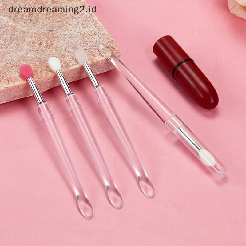 (drea) 1pc Lip Gloss Aplikator Kuas Bibir Silikon Dengan Tutup Debu Brush Makeup //