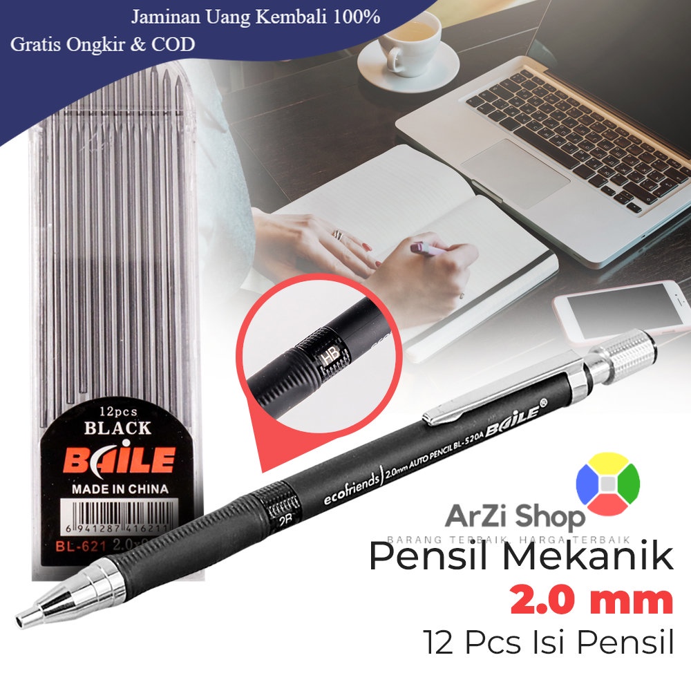 

BAILE Pensil Mekanik Mechanical Pencil 2B 2mm 12 Isi - BL-621 - Black