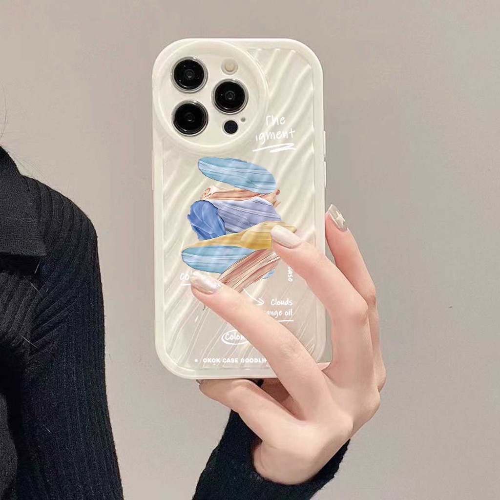 IPHONE Lukisan Riak Air Casing Ponsel Kompatibel Untuk Iphone11 13 12 14 Pro Max14 Plus XR X XS MAX 7Plus 8Plus 7 8 SE 2020 2022 Shockproof Cover