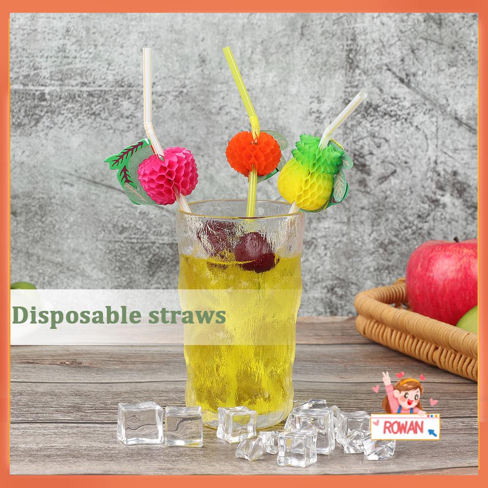 R-FLOWER 50 Pcs Sedotan Plastik Pernikahan Jus Buah Cocktail Bar Perlengkapan