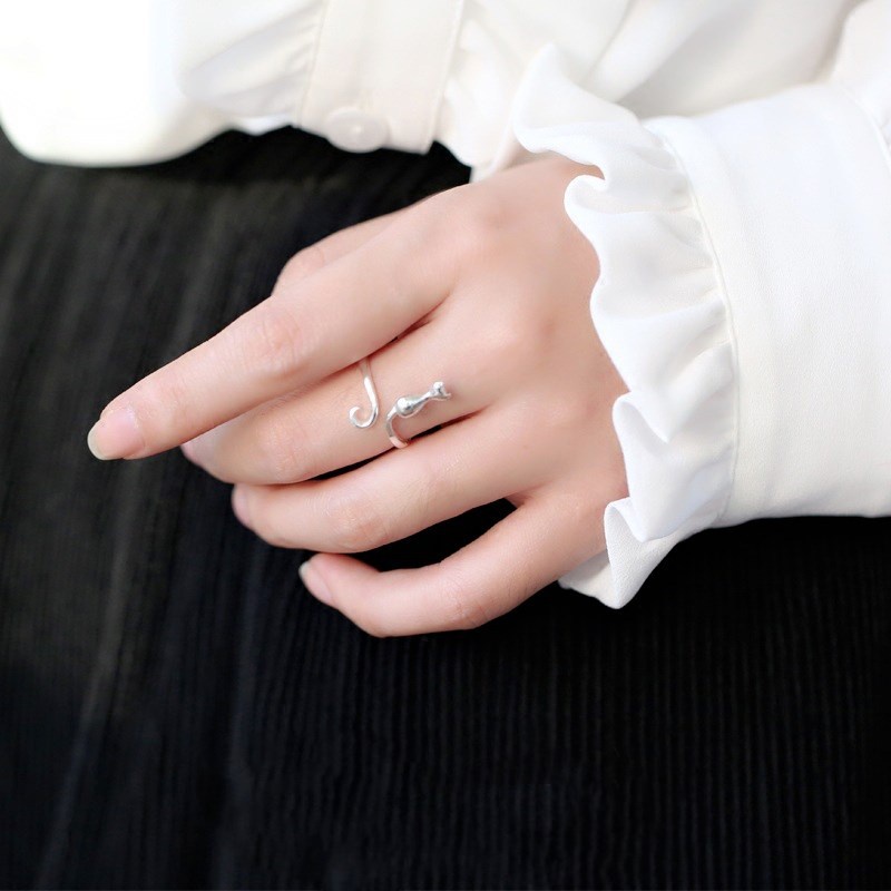 Fashion Hari Valentine Cincin Cincin Pesta Sederhana Designe Perhiasan Adjustable Terbuka Kucing Lucu Halus Cincin Gadis Hadiah Yang Indah