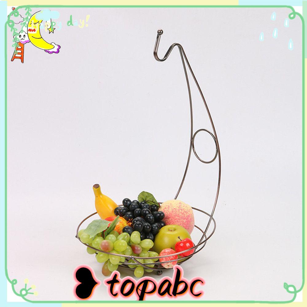 TOP Keranjang Buah Metal Drain Storage Basket Banana Hanger Rak Keranjang Penyimpanan Buah