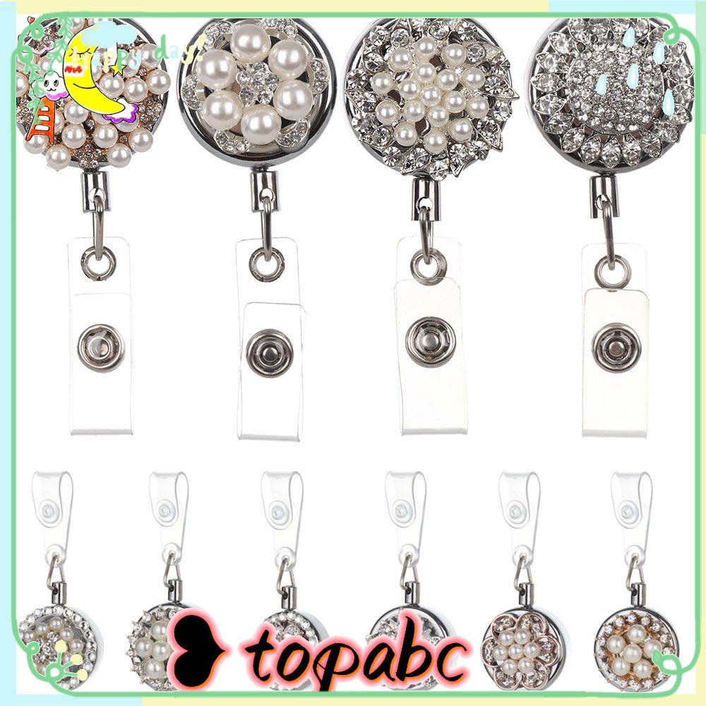 TOP 1pc Badge Holder Perlengkapan Kantor Unisex Klip ID Kartu Nama Alat Tulis Lanyard Pola Mutiara