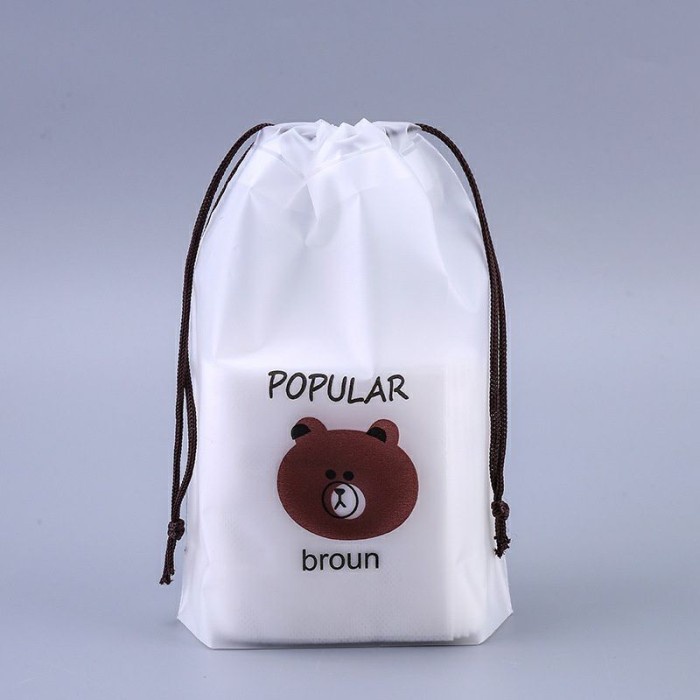 Tas Kantong Plastik Storage Pouch Travel Bag Serut Brown Popular Broun