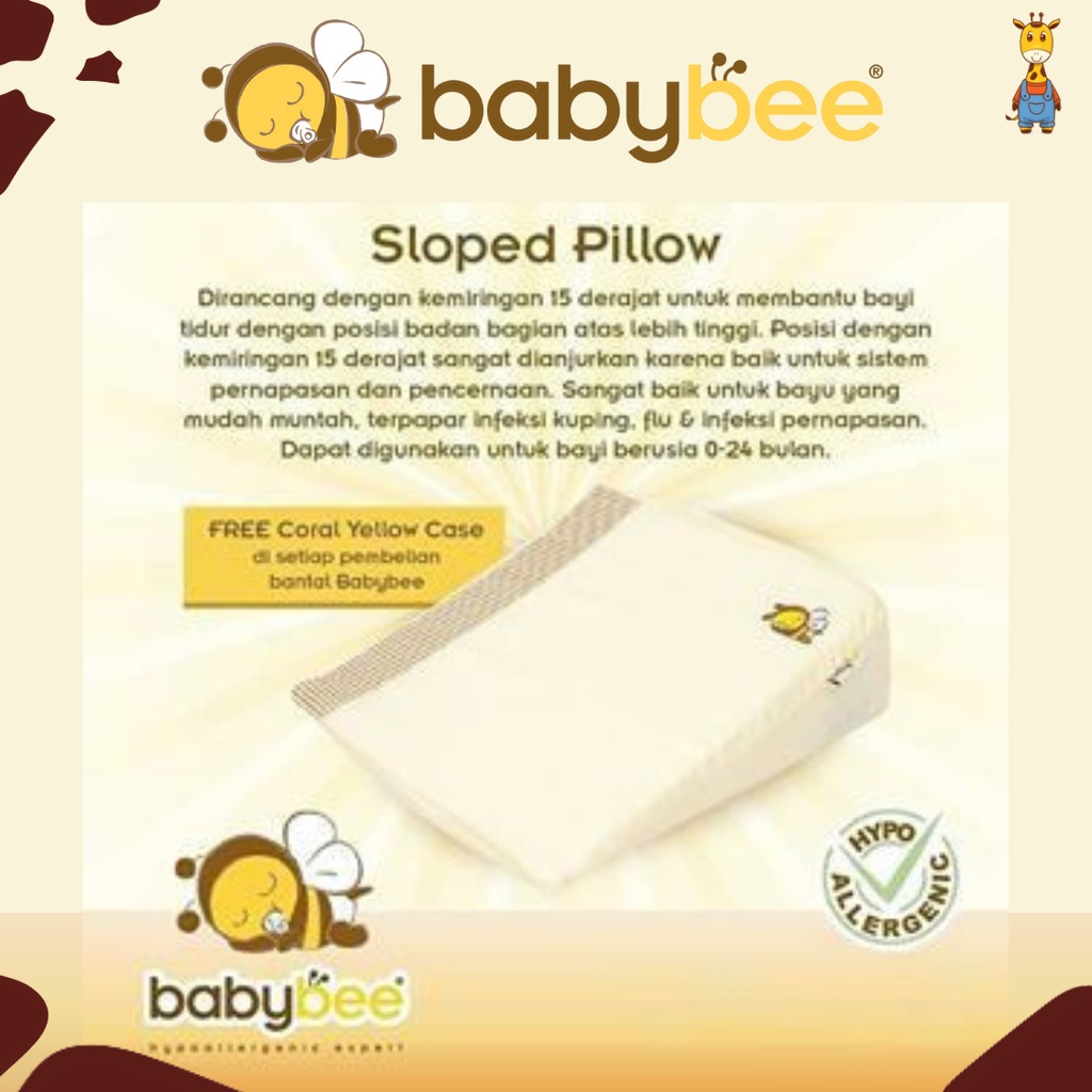 Babybee Sloped Pillow W/Case - Bantal Bayi