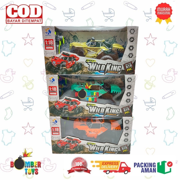 MAINAN ANAK MOBIL REMOT 6 RODA RC WILD KING RTR 4WD 1:18 BATU CRAWL