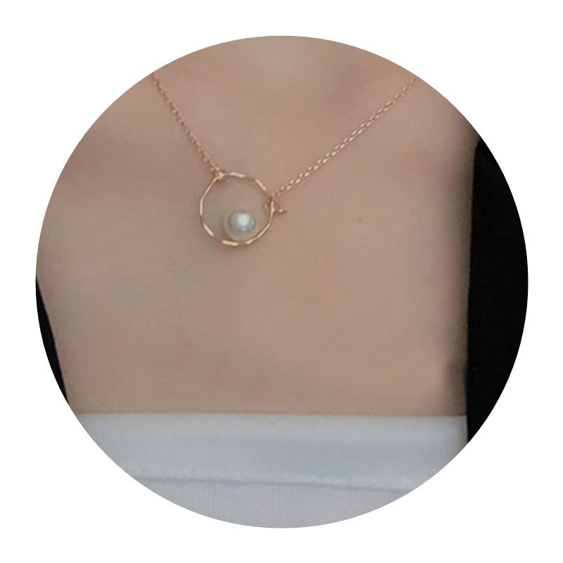 Desain Niche Kalung Mutiara Geometris Perempuan Gaya Baru Gaya Keren Trendi Influencer Temperamen Rantai Klavikula Sederhana