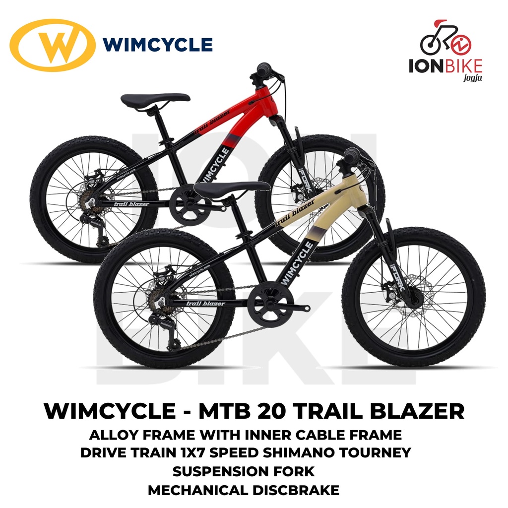 Sepeda MTB 20 Wimcycle Trail Blazer Alloy Allumunium 7 Speed Sepeda Gunung TrailBlazer Murah Terbaru