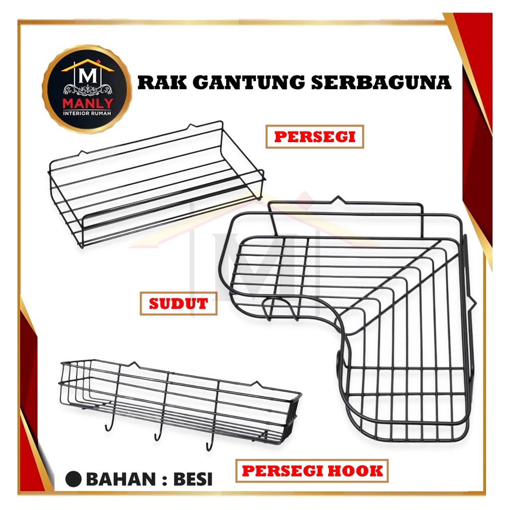 Rak Sudut Kamar Mandi/Tempat Sabun / Rak Dapur Besi Gantung Keranjang Sudut Kamar Mandi